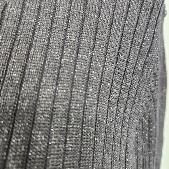 Kate Landry Silk & Metallic Knit Ribbed Sweater Lace V Neckline Size Large - Picture 6 of 6